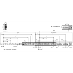 Auszugschienensatz DZ 3732 Schienenlänge 400mm hell verzinkt, Technische Zeichnung
