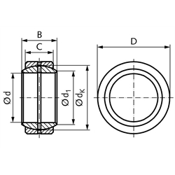 Radial-Gelenklager DIN ISO 12240-1-E Reihe GE..DO nachschmierbar Bohrung 17mm Außendurchmesser 30mm == Vor Inbetriebnahme ist eine Erstschmierung erforderlich ==, Technische Zeichnung
