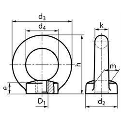 Ringmutter DIN 582 M36 Stahl C15E galvanisch verzinkt === Benutzerinformation: www.maedler.de im Bereich Downloads ===, Technische Zeichnung