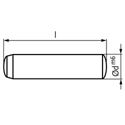 Zylinderstift DIN 6325 Stahl gehärtet Durchmesser 4m6 Länge 12mm, Technische Zeichnung
