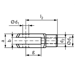 Gabelkopf DIN 71752 Größe 12 x 24 Linksgewinde Stahl verzinkt , Technische Zeichnung