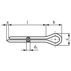 Splint DIN EN ISO 1234 (ex DIN 94) 2,5 x 36 verzinkt, Technische Zeichnung
