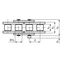 Einfach-Rollenkette 083 Teilung 1/2x3/16" , Technische Zeichnung