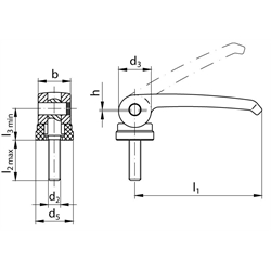 Exzenterspanner 927 Form B M8x40 , Technische Zeichnung