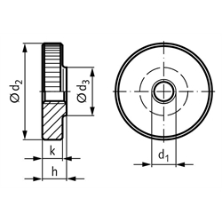 Flache Rändelmutter DIN 467 M5 , Technische Zeichnung