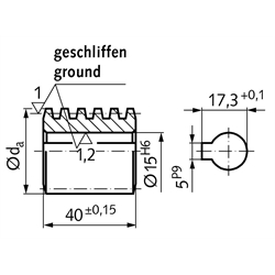 Präzisions-Schnecke Achsabstand 53mm i=28 , Technische Zeichnung