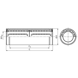 Tandem-Linearkugellager KBT-ST ISO-Reihe 3 beidseitig abgedichtet für Wellen-Ø 8mm, Technische Zeichnung