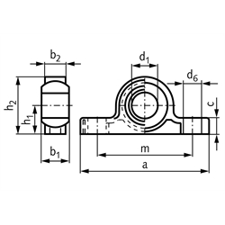 Stehlager igus igubal KSTM-25 Bohrung 25mm, Technische Zeichnung