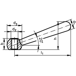 Kegelgriff DIN 99 rostfrei Durchmesser 8mm Kugeldurchmesser 12mm , Technische Zeichnung