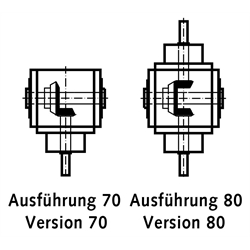 Kegelradgetriebe KU/I Bauart H Größe 2 Ausführung 70 Übersetzung 4:1 (Betriebsanleitung im Internet unter www.maedler.de im Bereich Downloads), Technische Zeichnung