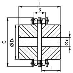 Kettenkupplung 10 B-2 5/8x3/8" 18 Zähne Nenndrehmoment 380 Nm, Technische Zeichnung