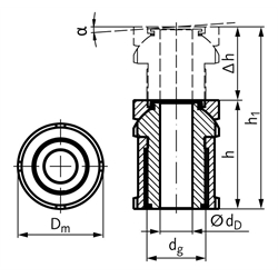 Kugelverstellschraube MN 686.8 20-6,6 rostfrei 1.4301, Technische Zeichnung