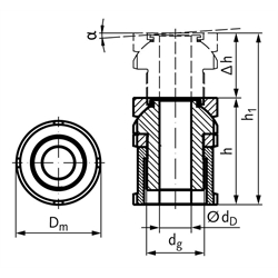 Kugelverstellschraube mit Kontermutter MN 686.9 30-13,5 rostfrei 1.4301, Technische Zeichnung