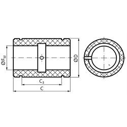 Lineargleitlager PO-3 ISO-Reihe 3 Premium für Wellendurchmesser 8mm, Technische Zeichnung