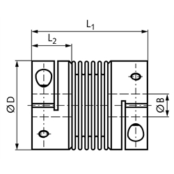 Metall-Balgkupplungen MCK, Baureihe C, kurze Ausführung, Technische Zeichnung