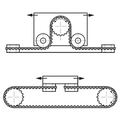 PU-Zahnriemen Profil T10 Breite 16mm Meterware 16 T10 (Polyurethan mit Stahl-Zugstrang) , Technische Zeichnung