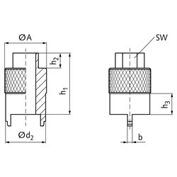 Montagewerkzeug für Präzisions-Nivellierelement mit Einstellgewinde M12x1, Technische Zeichnung