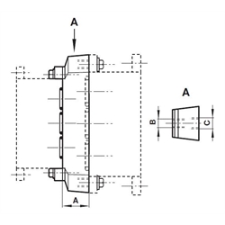 Verbindungsplatte (VDMA) Norgren CQM/22152/3/24 ISO 1 -> 2, Technische Zeichnung