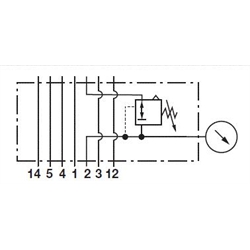 Druckregelmodul, Regelung an Anschluss 1 (Regler auf Seite 14) Norgren V71010-KB1 ISO 1, Technische Zeichnung