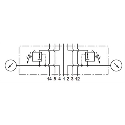 Druckregelmodul, Regelung an Anschluss 2 & 4 Norgren V71012-KB4 ISO 1, Technische Zeichnung