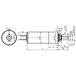 Kleingetriebemotor PE mit Gleichstrommotor 24V Größe 1 n2=200 /min i=30:1 , Technische Zeichnung