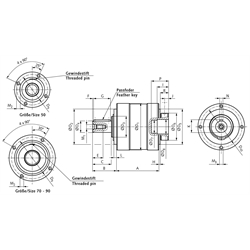 Planetengetriebe MPL Größe 90 Übersetzung i=3 1-stufig, Technische Zeichnung