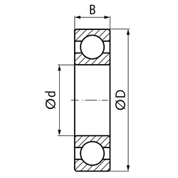 MÄDLER Rillenkugellager einreihig Innen-Ø 17mm Außen-Ø 40mm Breite 12mm mit beidseitigen Deckscheiben Lagerluft C3, Technische Zeichnung