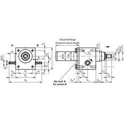 Spindelhubgetriebe NPK Baugröße 3 Ausführung B Basishubgetriebe ohne Spindel für Spindel KGT 25x5 (Betriebsanleitung im Internet unter www.maedler.de im Bereich Downloads), Technische Zeichnung