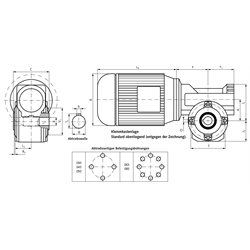 Schneckengetriebemotor HMD/I Grundausführung Getriebegröße 085 n2=15,0 /min 0,75kW 230/400V 50Hz IE3 Abtrieb Hohlwelle (Betriebsanleitung im Internet unter www.maedler.de im Bereich Downloads), Technische Zeichnung