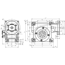 Servo-Schneckengetriebe ZM/S Größe 80 i=39:1 Abtriebswelle mit Schrumpfscheibe an Seite 5, Technische Zeichnung