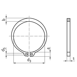 Sicherungsring DIN 471 28mm Federstahl, Technische Zeichnung
