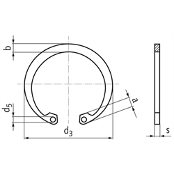 Sicherungsring DIN 472 14mm Federstahl, Technische Zeichnung
