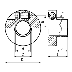 Spannbuchse E Bohrung 25,4mm , Technische Zeichnung