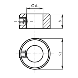 Stellring DIN 705 A Bohrung 48mm Oberfläche brüniert Gewindestift mit Innensechskant nach DIN EN ISO 4027 (alte DIN 914), Technische Zeichnung