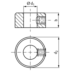 Stellring DIN703 Bohrung 85mm verzinkt Gewindestift 12.9 mit Innensechskant, Technische Zeichnung