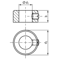 Stellring DIN 705 A Bohrung 16mm Oberfläche blank Gewindestift mit Schlitz nach DIN EN 27434 (alte DIN 553), Technische Zeichnung