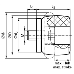 Strukturdämpfer TA 57-24 Durchmesser 57mm Gewinde M12 , Technische Zeichnung