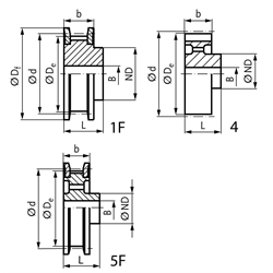 Normzahnriemenrad aus Stahl Teilung H 19 Zähne für Riemenbreite 075 , Technische Zeichnung