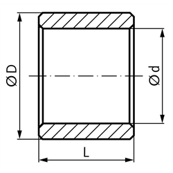 Zylinderbuchse geschlitzte Ausführung 16 x 18 x 20 mm , Technische Zeichnung