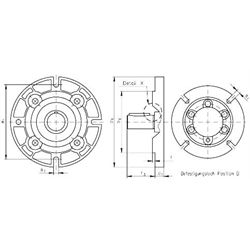 Abtriebsflansch für Stirnradgetriebemotor HR/I Getriebegröße 40/2 und 40/3 Durchmesser 140mm Gesamthöhe 13mm, Technische Zeichnung