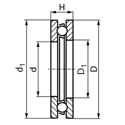 Axial-Kugellager, einseitig wirkend, SKF®, Technische Zeichnung