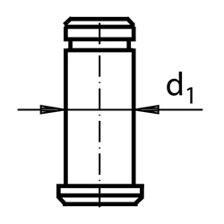 Bolzenset mit Sicherung KL ø5mm; für Gabelköpfe Größe 5x10 und 5x20, Technische Zeichnung