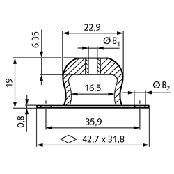 Metall-Gummi-Schwingungsdämpfer MBM „Bubble Mount“, Stahl verzinkt, Technische Zeichnung