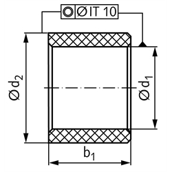 Gleitlagerbuchsen aus Kunststoff EP22 TM, bis 170ºC, Technische Zeichnung
