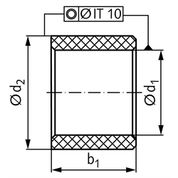 Gleitlagerbuchsen aus Kunststoff EP43 TM, bis 240°C, Technische Zeichnung