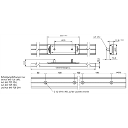 Laufwagen mit Kunststoff-Kugeln für Linearführung DA 0115 RC, Technische Zeichnung