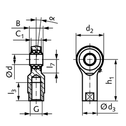 Artikel 63441000 - Gelenkkopf PF kurze Bauform Bohrung 10mm Innengewinde M8  rechts nachschmierbar