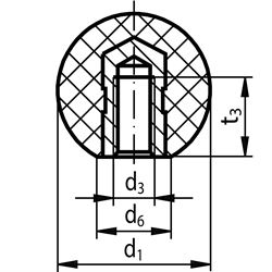 Kugelknopf DIN 319 Thermoplast Form E ø20 M5, Technische Zeichnung