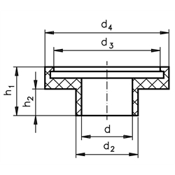Dichtkappe für Winkelgelenk DIN 71802 Größe 16 Außendurchmesser 21mm , Technische Zeichnung