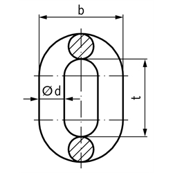 Rundstahlketten DIN 766 A, Technische Zeichnung